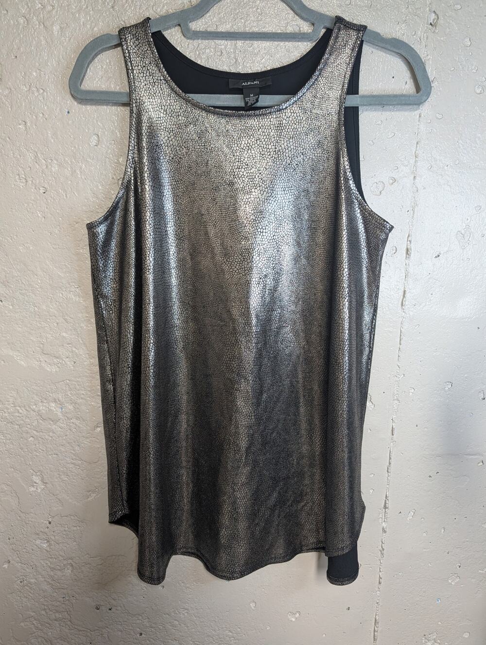 Alfani Metallic Silver Snakeskin Tank Top